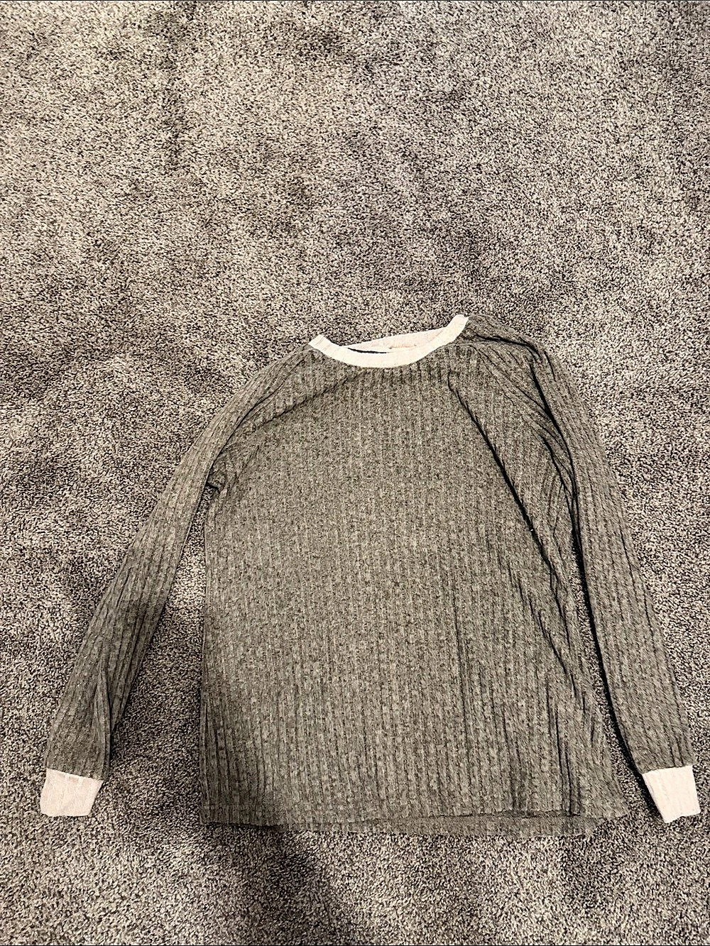 Cozy Craft Cuff Thermal Gray Sweater